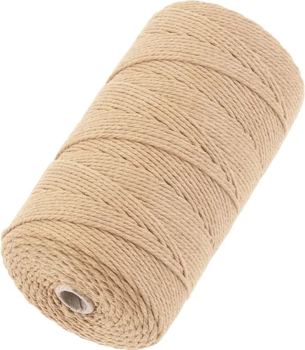 Miniatura 83 de Cuerda de macramé 4 mm x 328 yardas Natural Cuerda de algodón para macramé Cuerda de macramé colorida Cordón de algodón suave Suministros de macramé