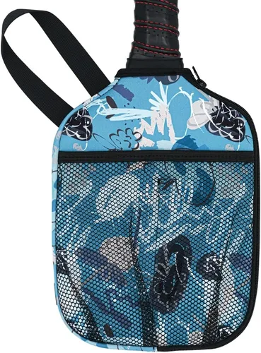WK IEASON Funda de neopreno para paletas de pickleball con bolsillos interiores y correa de asa, funda para raqueta y organizador de bolas Impresión