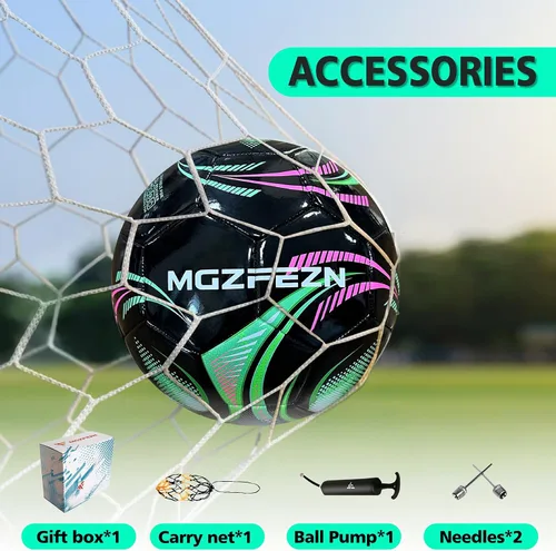 Miniatura 8 de MGZFEZN Youth Soccer Ball Size 3/4/5, Kids Outdoor Play Game Training Practice Soccer Ball for Teen Boy Girl Indoor Outdoor with 1 Pump 1 Net Bag