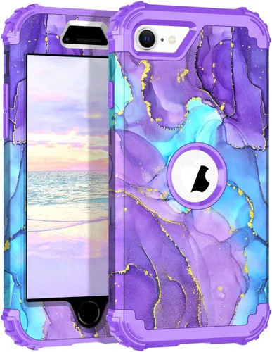 Miniatura 152 de Hocase Funda para iPhone SE 2022/2020, resistente a prueba de golpes, de plástico duro+goma de silicona, funda protectora híbrida para iPhone SE