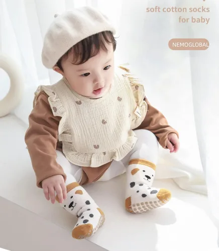 Miniatura 2 de Calcetines de bebé antideslizantes para niños pequeños, calcetines cálidos gruesos antideslizantes para niñas y niños recién nacidos, 5 pares