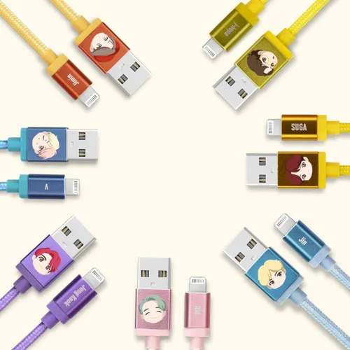 Miniatura 2 de BTS Cables de caracteres TinyTAN MFI certificado cable USB compatible con iPhone 15/Pro/Pro Max/iPad cargador (tipo MFI Cable_V)