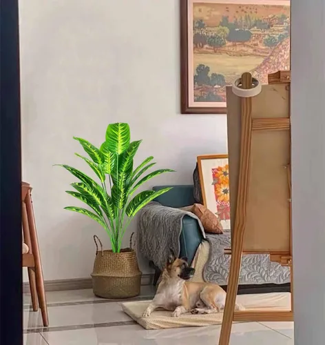 Miniatura 6 de Plantas artificiales, árbol de plátano falso con hojas verdes en maceta de plástico, 31.5 in, Strelitzia sintética, plantas tropicales, decoración