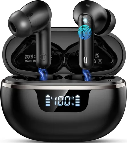 Miniatura 16 de Auriculares inalámbricos, auriculares Bluetooth 5.4 con graves estéreo, auriculares Bluetooth en el oído con cancelación de ruido y micrófono
