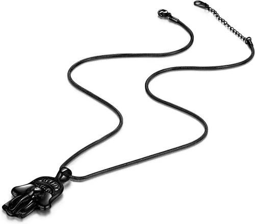 Miniatura 2 de Hamsa - Collar de mano para hombre, acero inoxidable 316L, colgante de mano de Fátima, chapado en oro de 18 quilates, color negro y pistola, amuleto