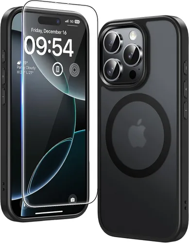 Miniatura 37 de TAURI Funda magnética 2 en 1 transparente para iPhone 14 Pro, compatible con Magsafe [no amarillenta] con protector de pantalla, protección de grado