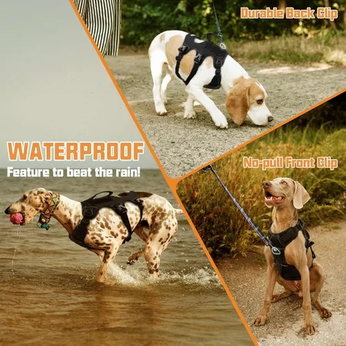 Miniatura 4 de AUROTH Arnés para perro a prueba de escape, chaleco ajustable reflectante acolchado suave con asa de elevación, tamaño mediano
