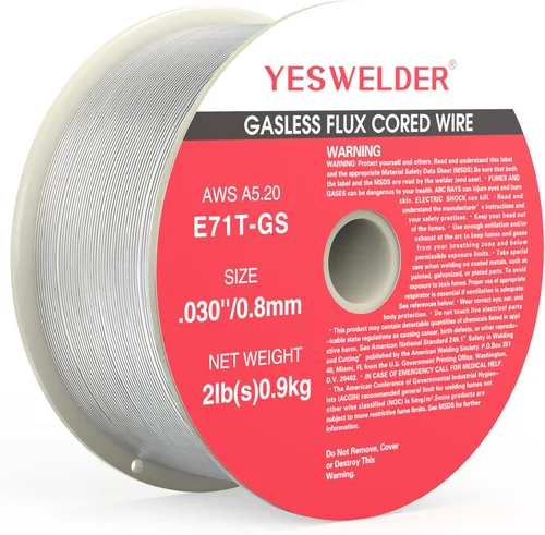 YESWELDER Alambre MIG sin gas con núcleo de fundente, acero al carbono suave E71T-GS de 0.030 pulgadas de diámetro, 2 libras, alambre de soldadura