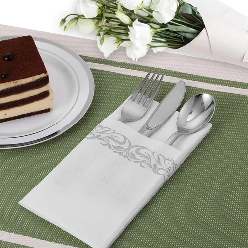Miniatura 3 de FOCUSLINE 200 toallas de baño desechables con tacto de lino, toallas de mano de papel suaves y absorbentes para invitados, toallas de mano de papel