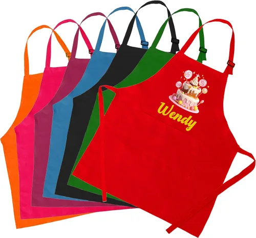 Miniatura 8 de Juego de delantal personalizado y sombrero de chef con nombre personalizado para niños y sombrero de chef ajustable para cocinar, hornear, cocina