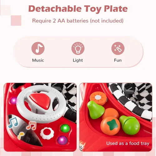 Miniatura 6 de BABY JOY Andador de bebé 4 en 1, caminador de actividad plegable con altura ajustable, música y luces, no se vuelca, andador de empuje para niños