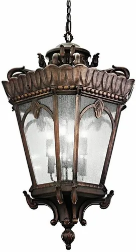 Miniatura 6 de Kichler Tournai - Lámpara colgante de 123 pulgadas para exteriores, 8 luces, con cristal transparente semillado, color negro texturizado Negro