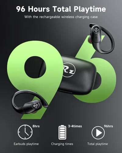 Miniatura 3 de Auriculares inalámbricos Bluetooth 96H Playtime Pantalla LED impermeable Micrófono integrado Sonido de graves profundos seguros sobre los oídos