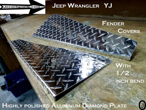 Miniatura 2 de Se adapta a Jeep Wrangler YJ Placa de diamante de aluminio 24 cubiertas largas de guardabarros con curva