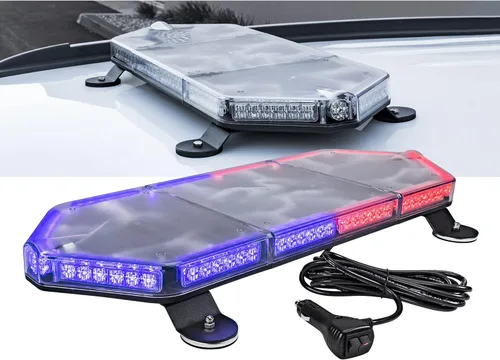 Miniatura 30 de NanoFlare NFMB56 Mini Barra de Luz Estroboscópica LED Roja Blanca de 17" 12V 56W [Clase SAE 1] [Imán/Montaje Permanente] Barra de Luz de Baliza
