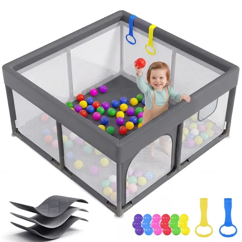 Miniatura 21 de Dripex Corralito para bebés, corralito pequeño de 47×47 pulgadas para bebés, corralito de juegos para bebés con mayor seguridad