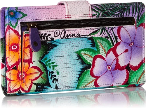 Miniatura 2 de Anna by Anuschka Cartera de dos pliegues de piel auténtica pintada a mano para mujer