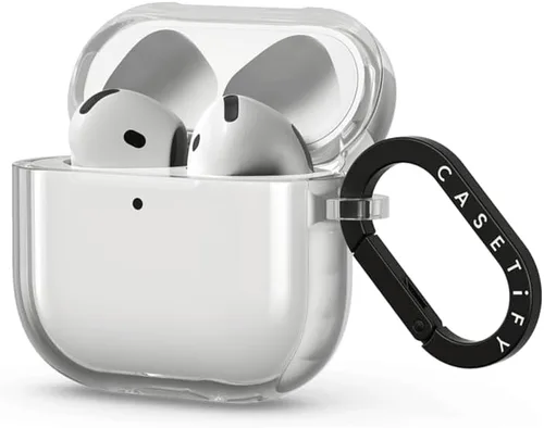 Miniatura 2 de CASETiFY Impact Airpods (4.ª generación) - Funda con anillo, corazones transparentes de lunares, color escarcha