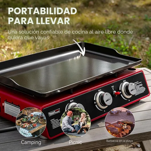 Miniatura 4 de Royal Gourmet PD1301R Plancha de mesa de propano de 3 quemadores con cubierta, parrilla portátil de 24 pulgadas con salida de 25,500 BTU para Rojo