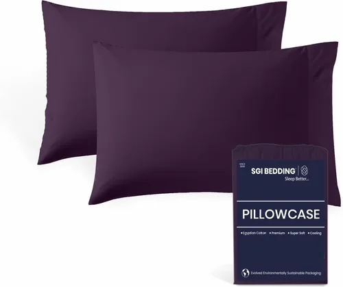 Miniatura 12 de SGI bedding Juego de 2 fundas de almohada estándar de 100% algodón egipcio, 1000 hilos, tejido de satén ultrasuave y lujoso, transpirable