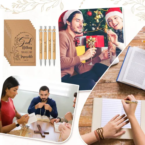 Miniatura 6 de Kisston 50 unidades de regalo cristiano para el Día del Padre, incluye cuadernos de versículos de la Biblia, bolígrafos inspiradores de bambú