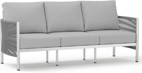 Miniatura 34 de Juego de muebles de aluminio para patio al aire libre con mesa de centro de doble capa, juegos de conversación de patio modernos de 4 piezas