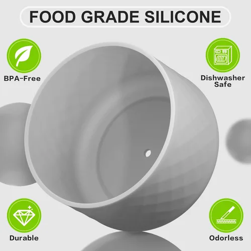 Miniatura 4 de Manga de silicona para el vaso Owala de 40 oz con asa, funda protectora antideslizante para accesorios de vasos térmicos de acero inoxidable con Gris