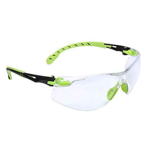 3M Gafas de seguridad, Solus 1000, S1201SGAF, ANSI Z87, lente antivaho Scotchgard, marco verde/negro, media montura, varillas acolchadas, puente