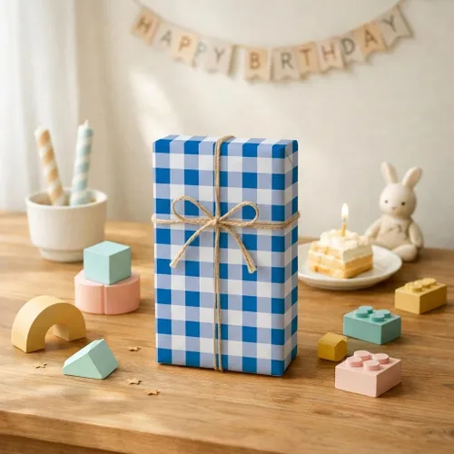 Miniatura 6 de Burymento Papel de regalo de tablero de ajedrez azul, papel de regalo para cumpleaños, baby shower, San Valentín, día de la madre, graduación, boda