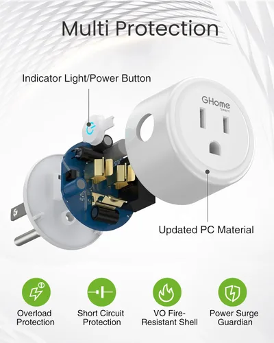 Miniatura 8 de GHome Smart Enchufe inteligente WiFi 5G 15A compatible con Alexa y Google Home, temporizador de salida, temporizador de salida WiFi para el hogar
