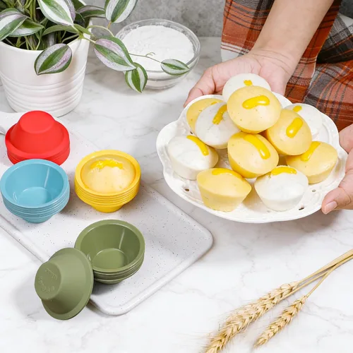 Miniatura 2 de Webake 36 piezas de silicona de platino Puto Molder filipino de tamaño pequeño, 2.2 pulgadas reutilizable Kutsinta para vaporera, taza de repuesto
