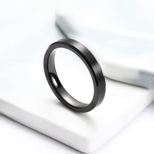 Miniatura 22 de King Will Anillo de boda de tungsteno para hombre, disponible en 15/64 a 25/64 de pulgada (6 a 10 mm), negro/plata, acabado mate, borde pulido