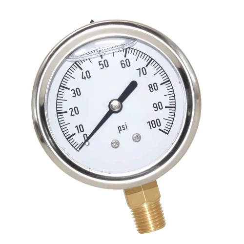Miniatura 10 de Manómetro de presión de 1/4" NPT, lleno de glicerina, esfera de 2 1/2 pulgadas, 0-30 psi, caja de acero inoxidable 304, montaje trasero central