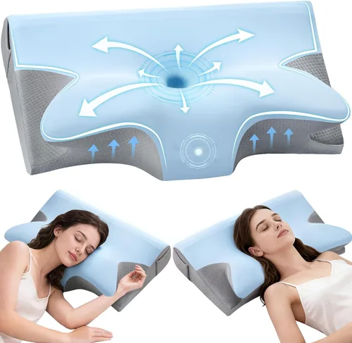 Miniatura 10 de Almohada cervical eficaz para aliviar el dolor para dormir, almohadas de espuma viscoelástica para apoyo del cuello, almohada lateral de contorno