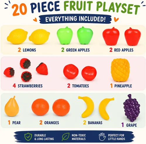 Miniatura 5 de Bolsa de frutas a tamaño real, set de juego para niños, de Liberty Imports
