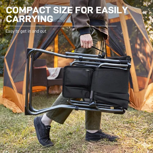 Miniatura 6 de EVER ADVANCED Silla alta de textileno para campamento, silla de directores de malla, taburete de bar plegable alto con mesa auxiliar para Malla Negra