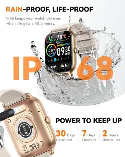 Miniatura 6 de Reloj inteligente para hombres y mujeres, pantalla HD de 1.85 pulgadas, rastreador de fitness Bluetooth, contador de pasos/monitor de sueño, más