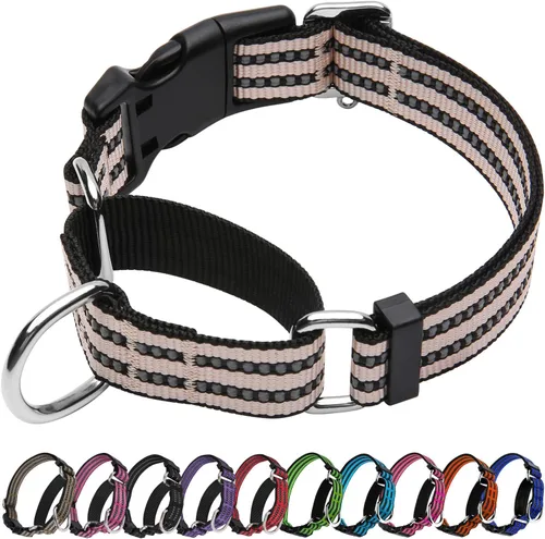 Miniatura 25 de Martingale - Collar para perro, collar reflectante ajustable de nailon con hebilla de liberación rápida (rosa intenso, talla L)