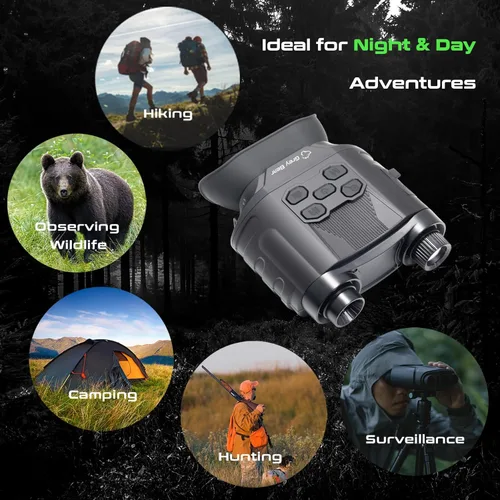 Miniatura 7 de Grey Bear Gafas de visión nocturna, prismáticos infrarrojos 9X, IP54 para observación de vida silvestre, camping, senderismo, seguridad, rango