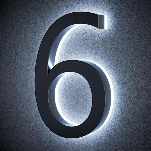 Miniatura 17 de Números de casa retroiluminados de 5 pulgadas para exteriores, acero inoxidable, número de dirección de casa iluminado con LED, letreros