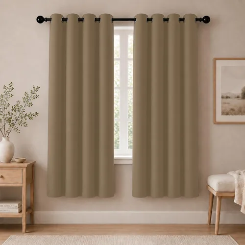 Miniatura 53 de Cortinas de oscurecimiento de habitación de 45 pulgadas de largo para dormitorio y sala de estar, cortinas térmicas aislantes con ojales