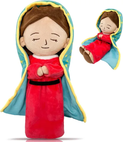 Muñeco de peluche de la Señora de Guadalupe con la bendita María, juguetes religiosos de Cristo, figura religiosa cristiana de peluche, decoración
