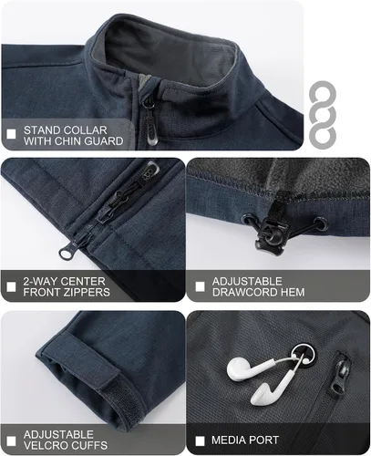 Miniatura 4 de 33,000ft Chaqueta ligera Softshell para hombre, con forro polar, rompevientos, impermeable, suave, para senderismo al aire libre
