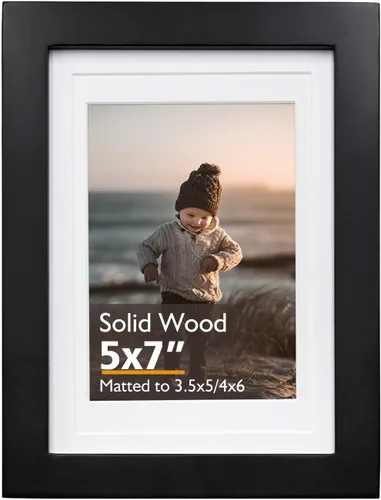 Miniatura 86 de KINLINK 3.5x5 Picture Frame, Ash Black Solid Wood Frame with Plexiglass for Table Top and Wall Mounting, Photo Frame for Horizontal or Vertical