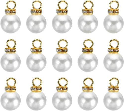 Miniatura 20 de PATIKIL 100 cuentas de perlas de perlas de imitación con diamantes de imitación DIY para hacer joyas, pulseras y aretes Plateado blanco