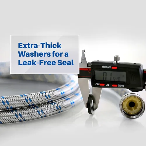 Miniatura 6 de K&J Mangueras prémium para lavadora de 6 pies a prueba de explosiones, paquete de 2 mangueras de suministro de agua caliente y fría para lavadoras