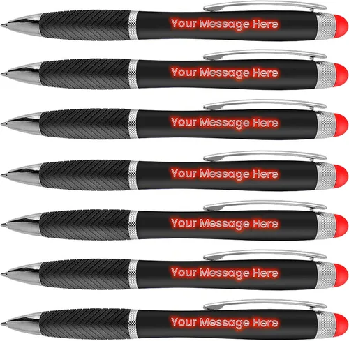 Miniatura 6 de Bolígrafos personalizados, paquete de 100 unidades, grabado láser sin granel, bolígrafo de 3 pulgadas, lápiz óptico y área personalizada con luz
