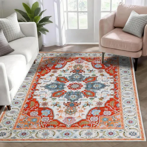 Miniatura 28 de WILLSUN Alfombras lavables de área, alfombras grandes antideslizantes de 5 x 7 pulgadas estilo bohemio para sala de estar, dormitorio, alfombra