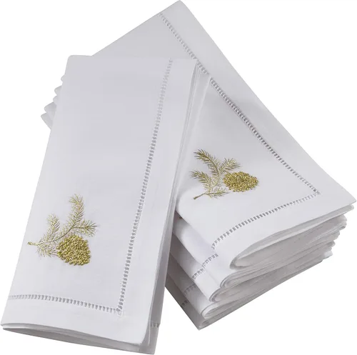 Miniatura 39 de Juego de 6 servilletas bordadas de magnolia hechas a mano con borde cosido