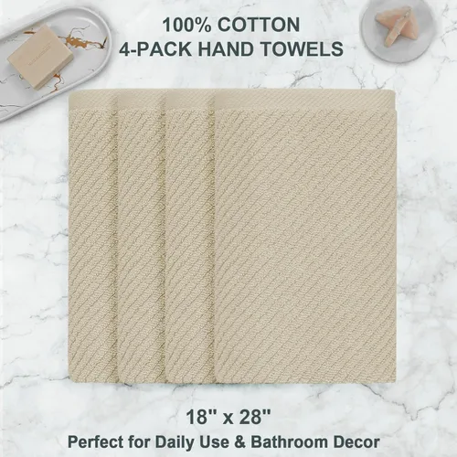 Miniatura 313 de VOOVA & MOVAS Toallas de mano blancas - 100% algodón Ligeras Gruesas Secado rápido Suaves Absorbentes, paquete de 4 piezas grandes de 18